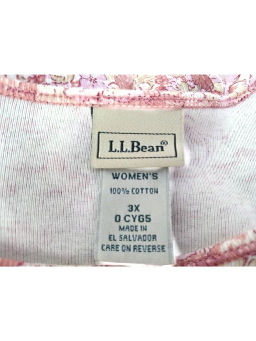 L.L. Bean Womens 3X Plus Floral Long Sleeve Tops 100% Cotton Pink Blue Scoop - Picture 4 of 10